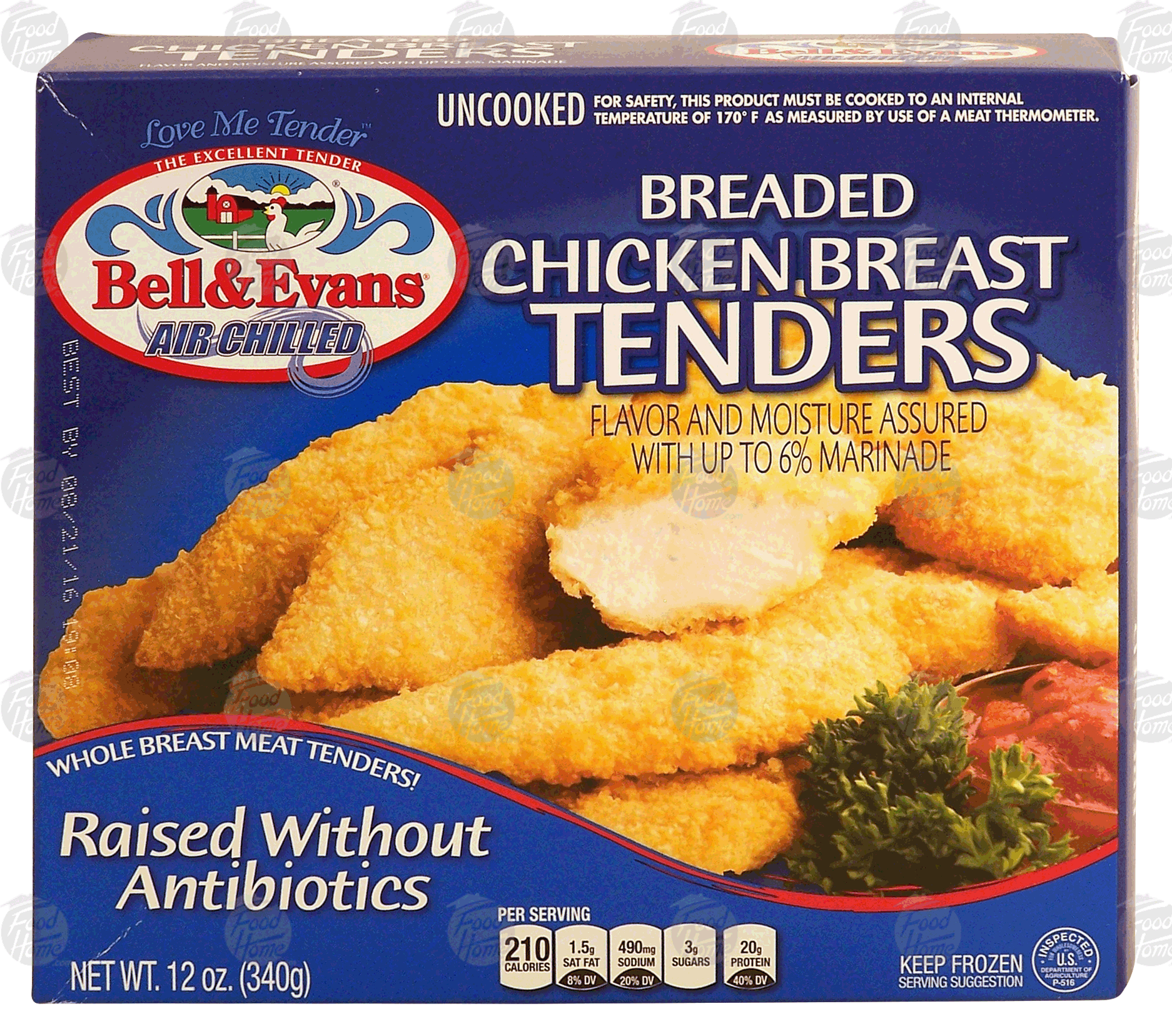 Bell & Evans Air Chilled uncooked breaded chicken breast tenders, raised without antibiotics Full-Size Picture